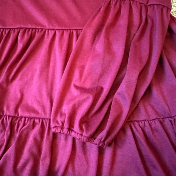 Maroon Red Babydoll Flowy Midi Dress - Women's Large - Picture 4 of 7